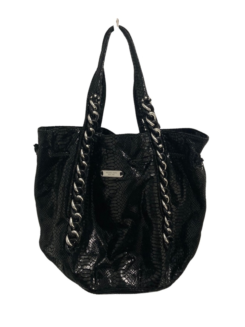 Michael Kors Puthon Embossed Chain Large Shoulder Bag with Silver Hardware